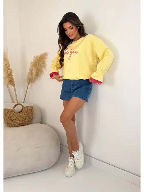 Bluza damska Be You z koronką i ozdobnym rękawem